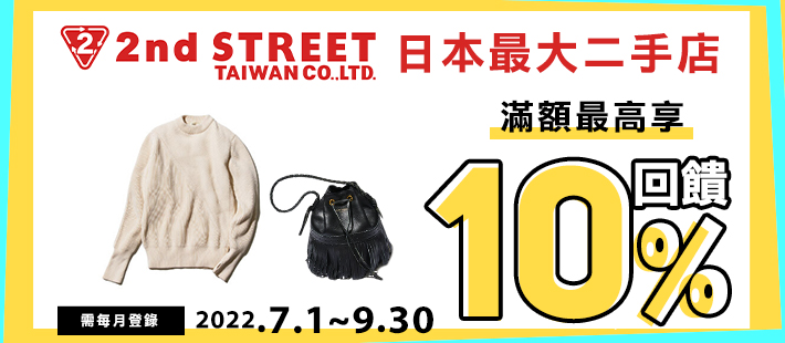 動期間至全台2ndSTREET消費刷樂天信用卡，不限金額皆5%刷卡金回饋